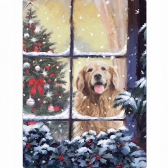 Dog at Window Winter Scene Magnet - Picture 4 of 4